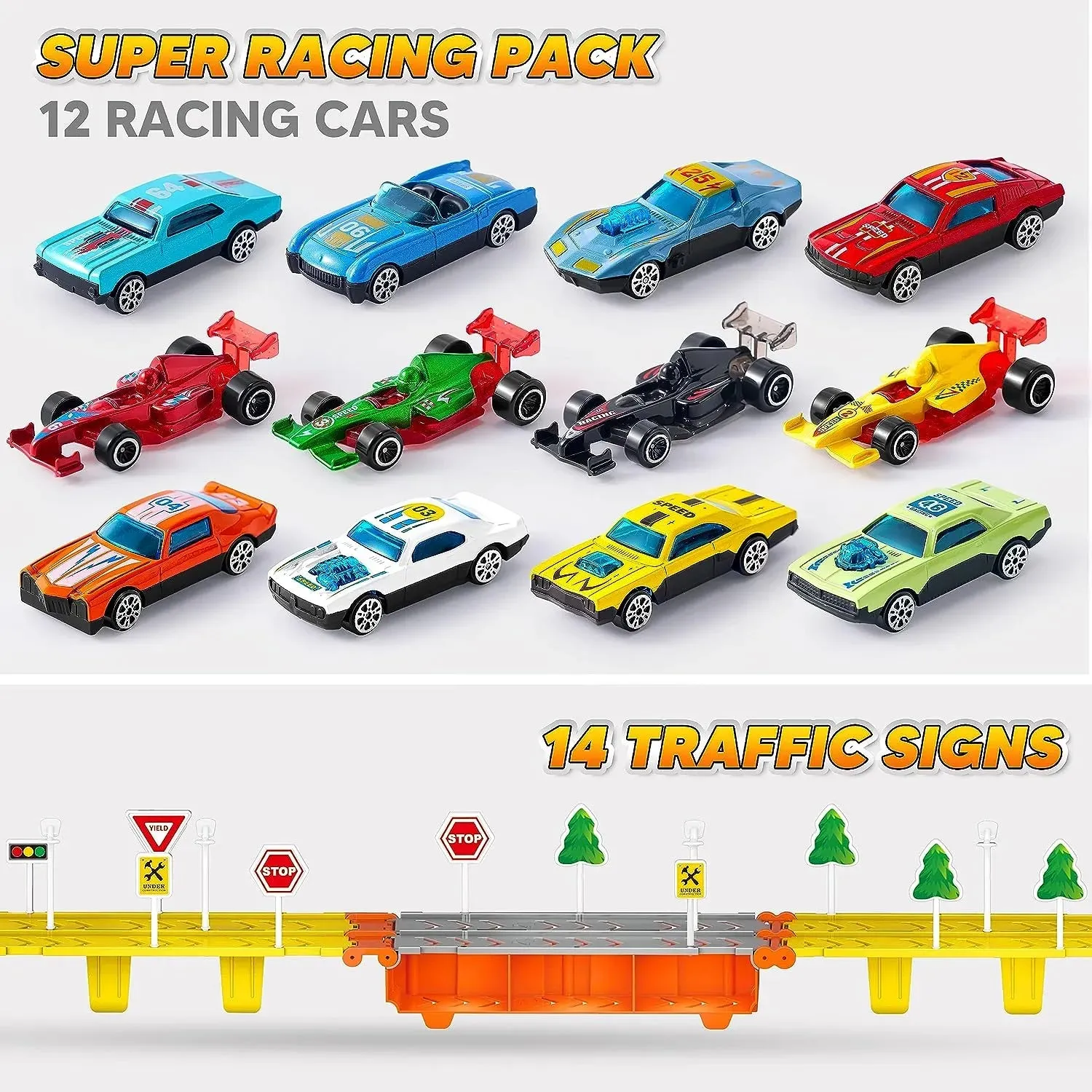 12 Die-Cast Foldable Decks Carrier Truck Toys with 2 Launchers, Lights & Sounds