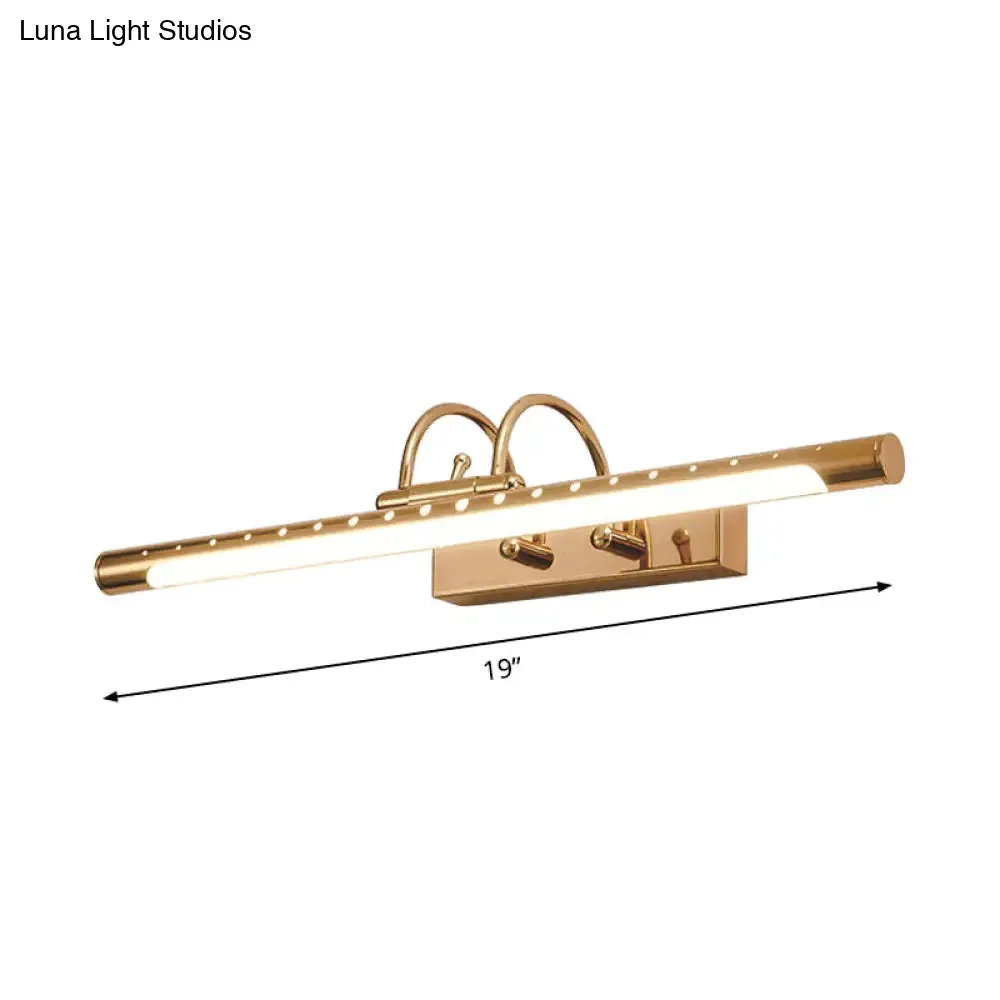 14"/19" Modern Gold Metal Wall Lighting with Tubed Arc Arm - LED Bathroom Vanity Light Fixture