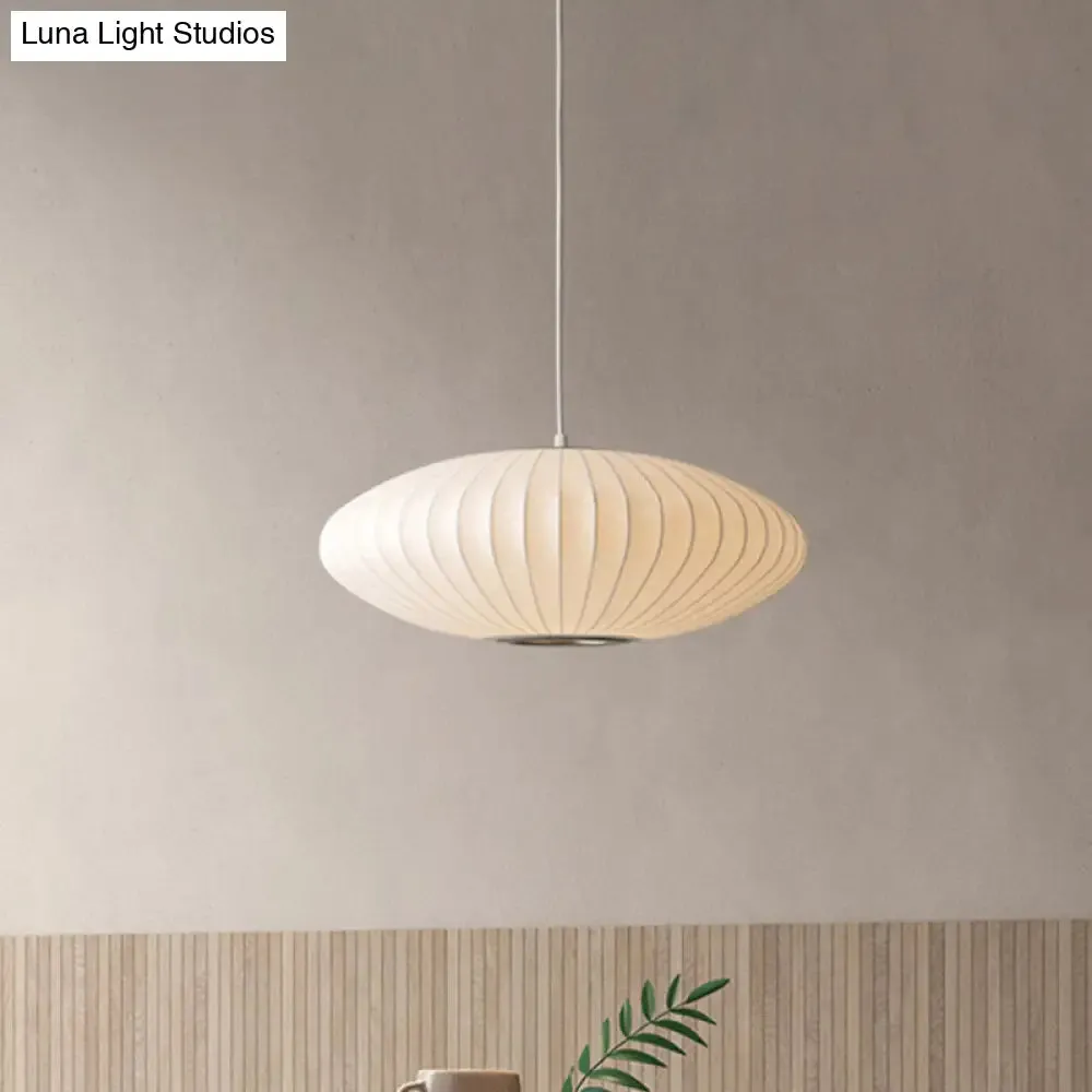 16"/19.5"/23.5"W Saucer Hanging Ceiling Light Modernist Fabric 1 Light White Suspension Pendant