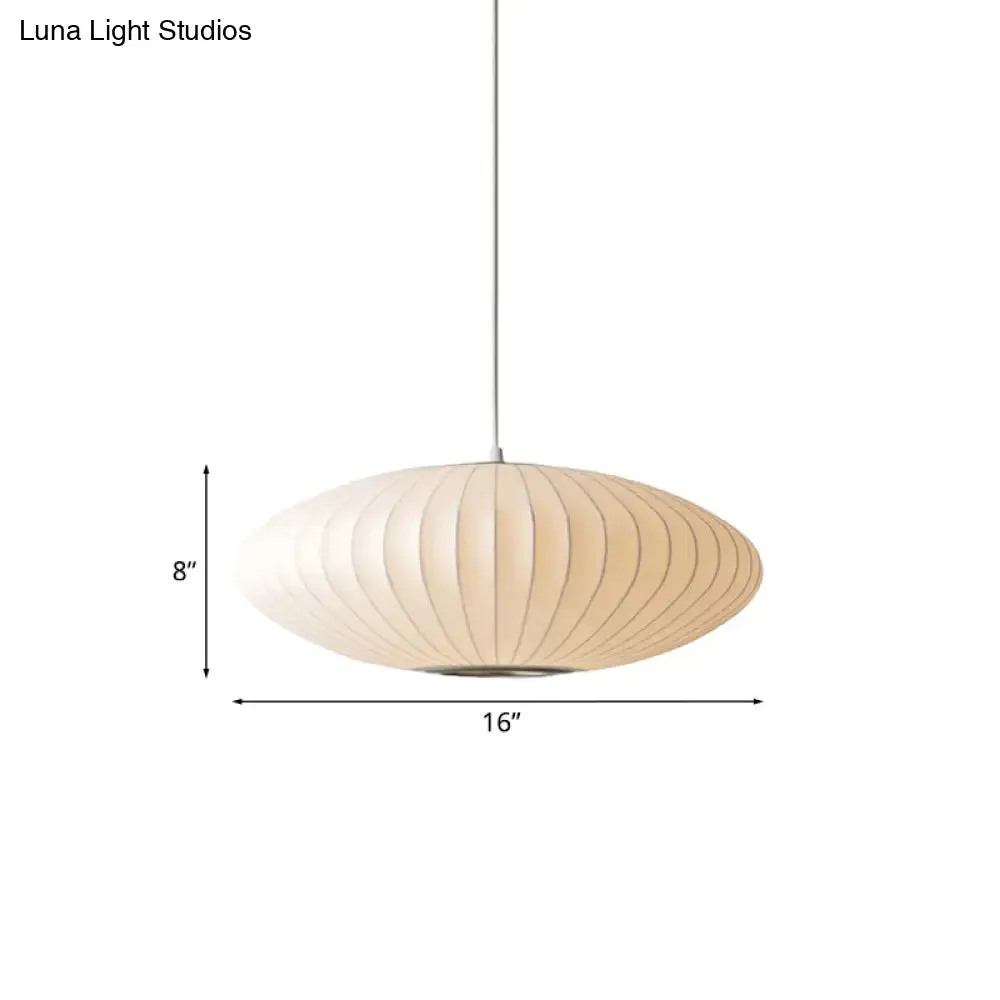 16"/19.5"/23.5"W Saucer Hanging Ceiling Light Modernist Fabric 1 Light White Suspension Pendant