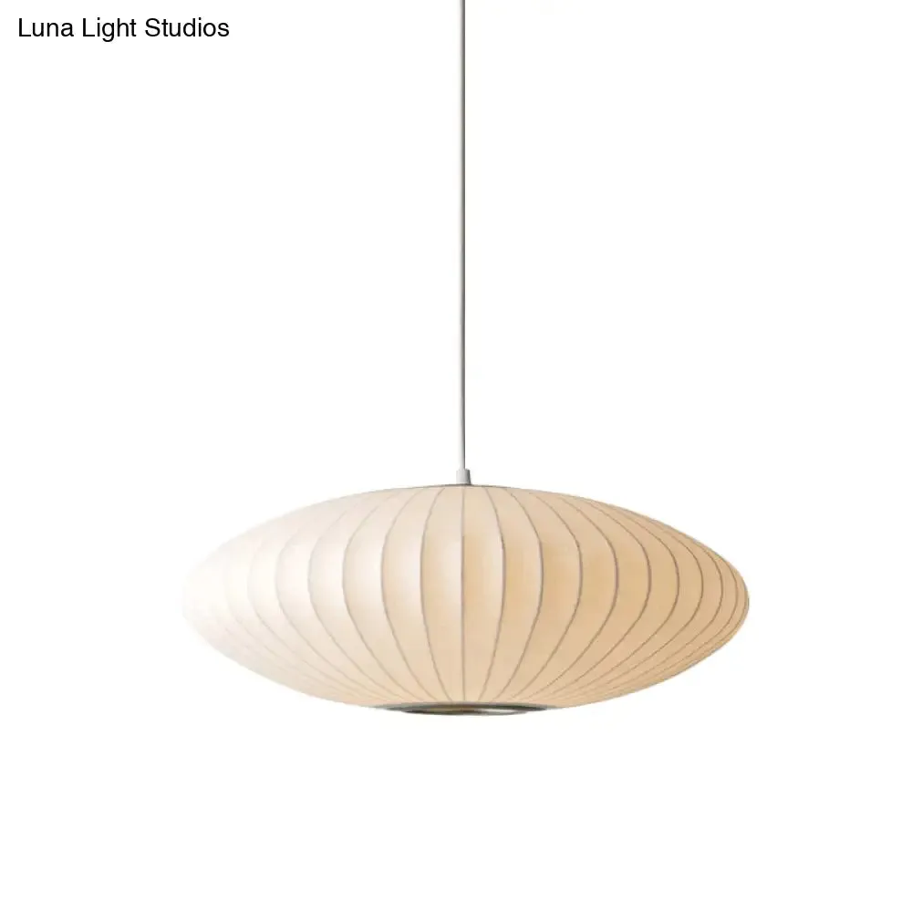 16"/19.5"/23.5"W Saucer Hanging Ceiling Light Modernist Fabric 1 Light White Suspension Pendant