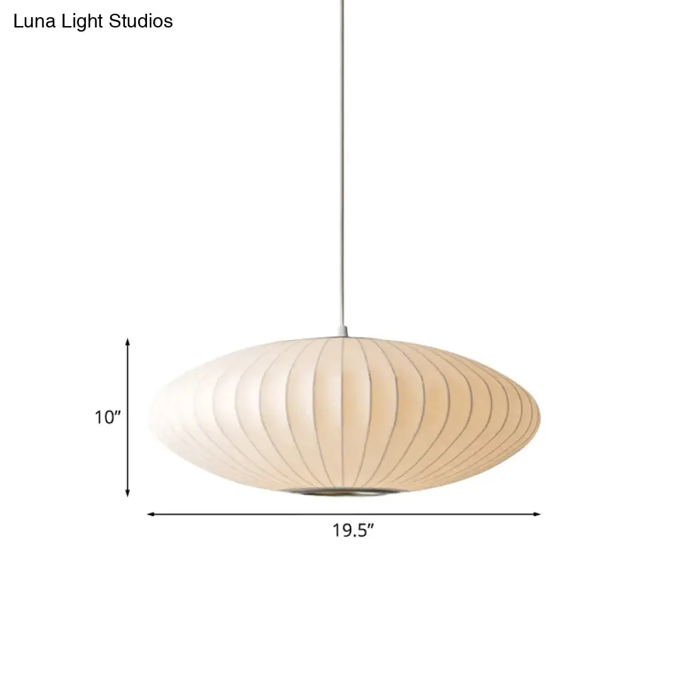 16"/19.5"/23.5"W Saucer Hanging Ceiling Light Modernist Fabric 1 Light White Suspension Pendant