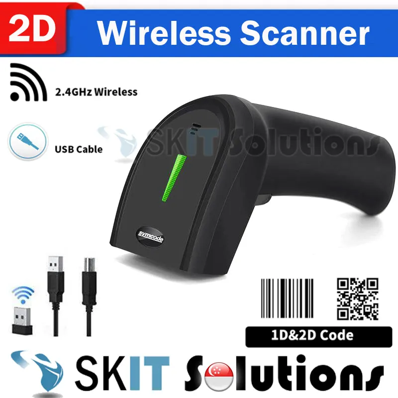 1D/2D/QR Barcode Wired/2.4GHz Wireless/Bluetooth Scanner Symcode Handheld Laser Scan Screen Reader