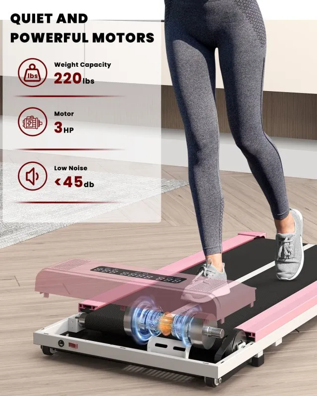 2-in 1 Electric Treadmill Under Desk Walking Pad with Bluetooth& Remote Control
