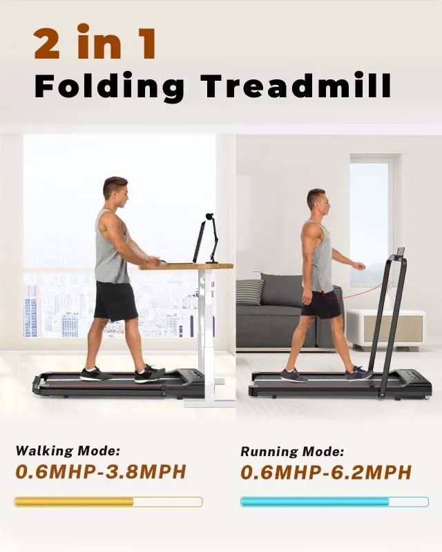 2-in 1 Electric Treadmill Under Desk Walking Pad with Bluetooth& Remote Control