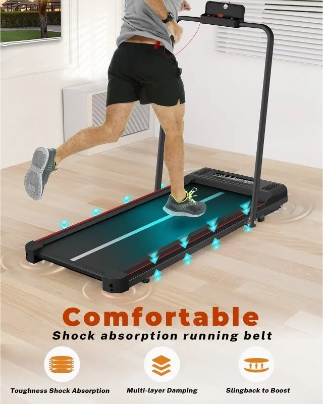 2-in 1 Electric Treadmill Under Desk Walking Pad with Bluetooth& Remote Control
