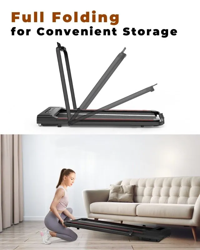 2-in 1 Electric Treadmill Under Desk Walking Pad with Bluetooth& Remote Control