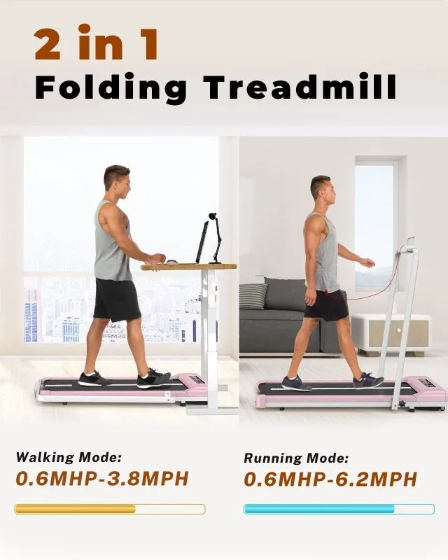 2-in 1 Electric Treadmill Under Desk Walking Pad with Bluetooth& Remote Control