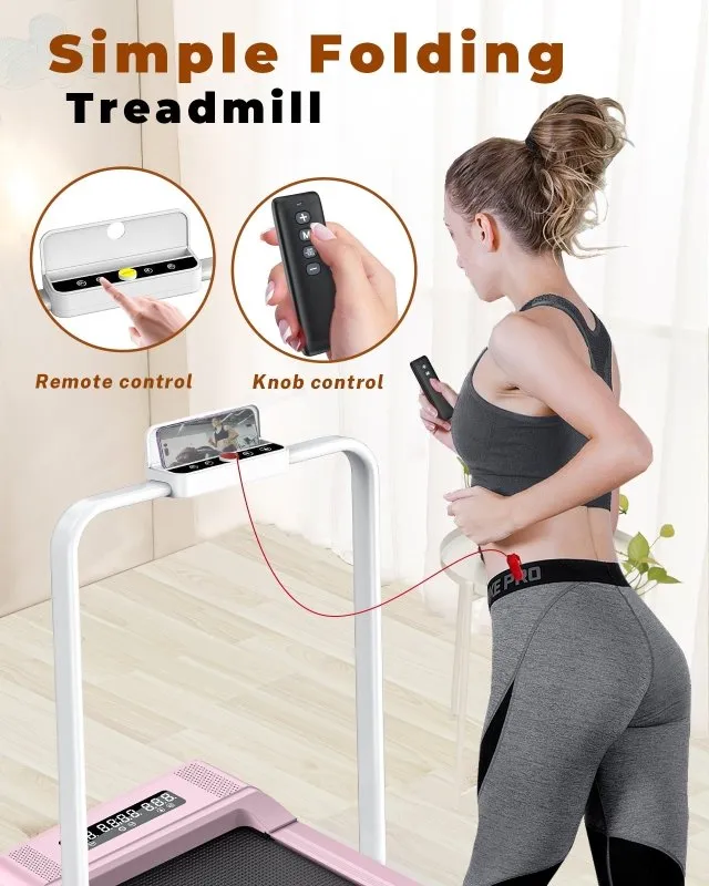 2-in 1 Electric Treadmill Under Desk Walking Pad with Bluetooth& Remote Control