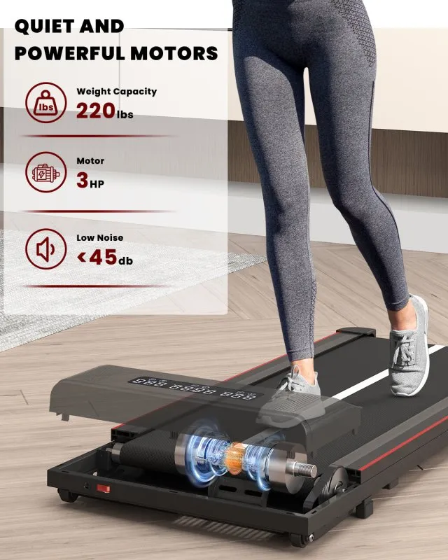 2-in 1 Electric Treadmill Under Desk Walking Pad with Bluetooth& Remote Control