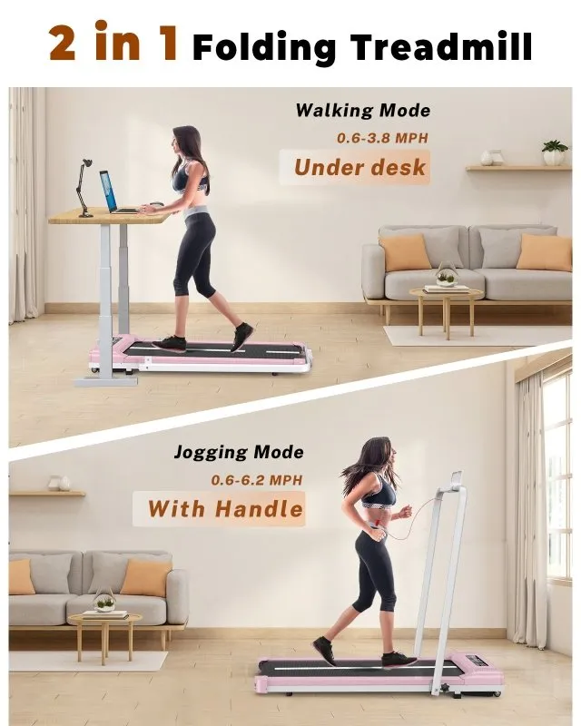 2-in 1 Electric Treadmill Under Desk Walking Pad with Bluetooth& Remote Control