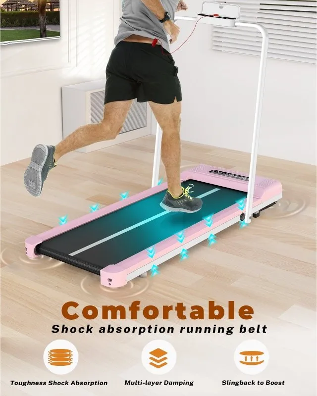 2-in 1 Electric Treadmill Under Desk Walking Pad with Bluetooth& Remote Control