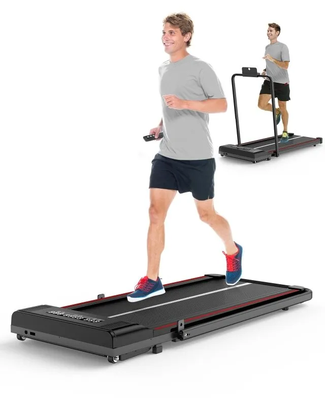 2-in 1 Electric Treadmill Under Desk Walking Pad with Bluetooth& Remote Control