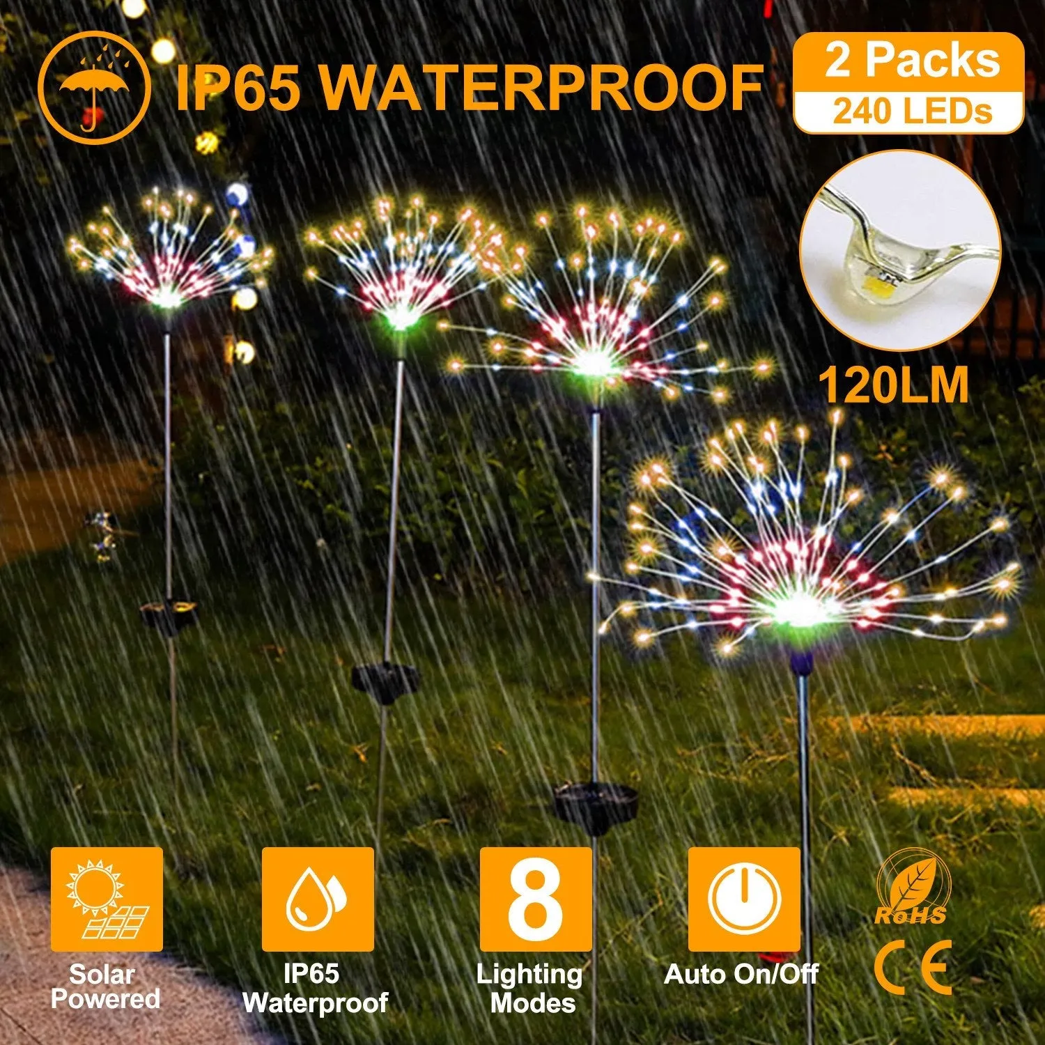 2-Piece: Solar Powered Starburst Garden Lights