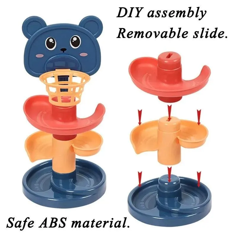 3 Layers Rolling Ball Pile Tower Rotating Track Early Educational Developmental Learning Montessori Stacking Toy Baby Gift