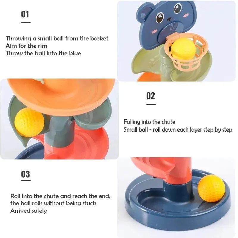 3 Layers Rolling Ball Pile Tower Rotating Track Early Educational Developmental Learning Montessori Stacking Toy Baby Gift