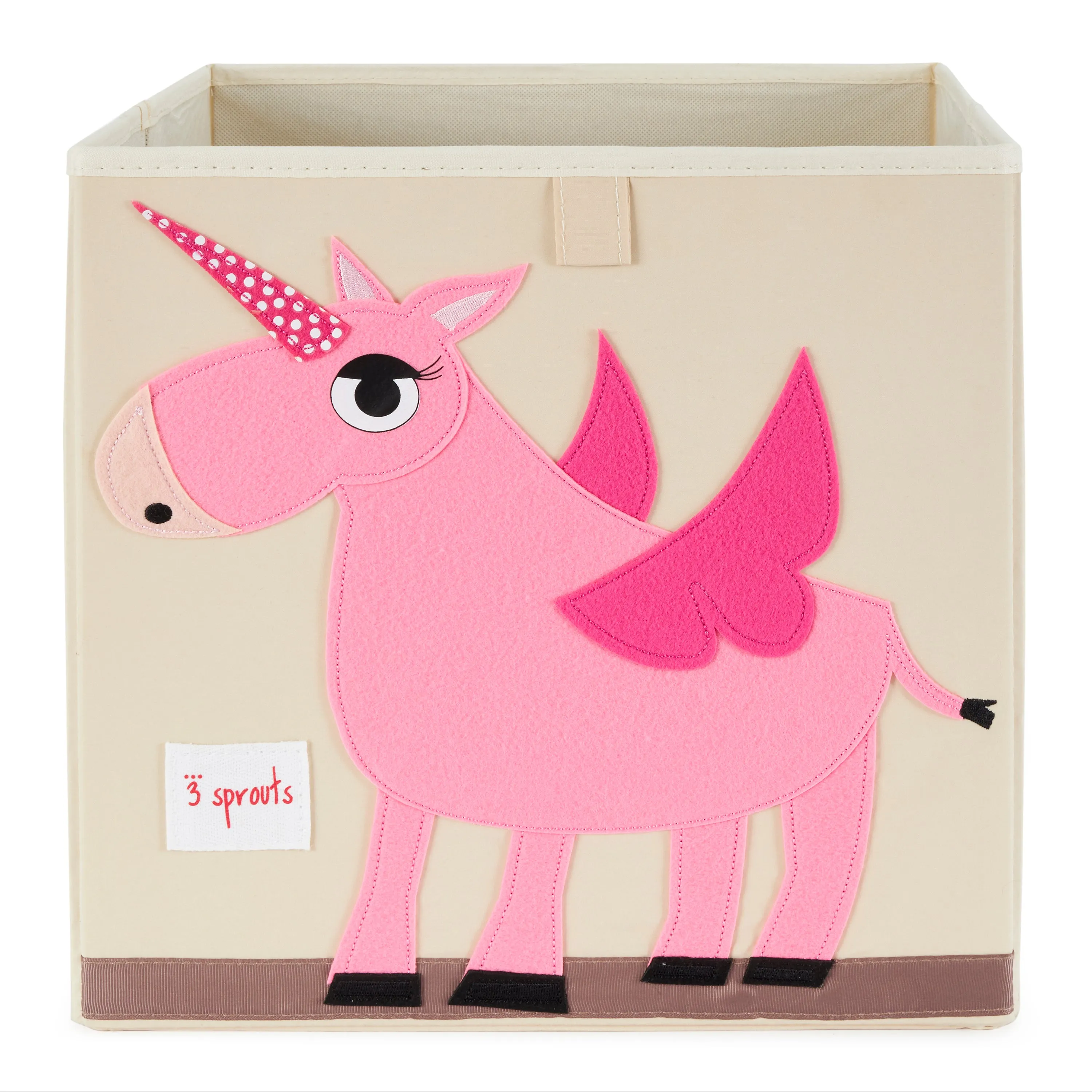 3 Sprouts Kids Children's Foldable Fabric Storage Cube Box, Pink Unicorn (Used)