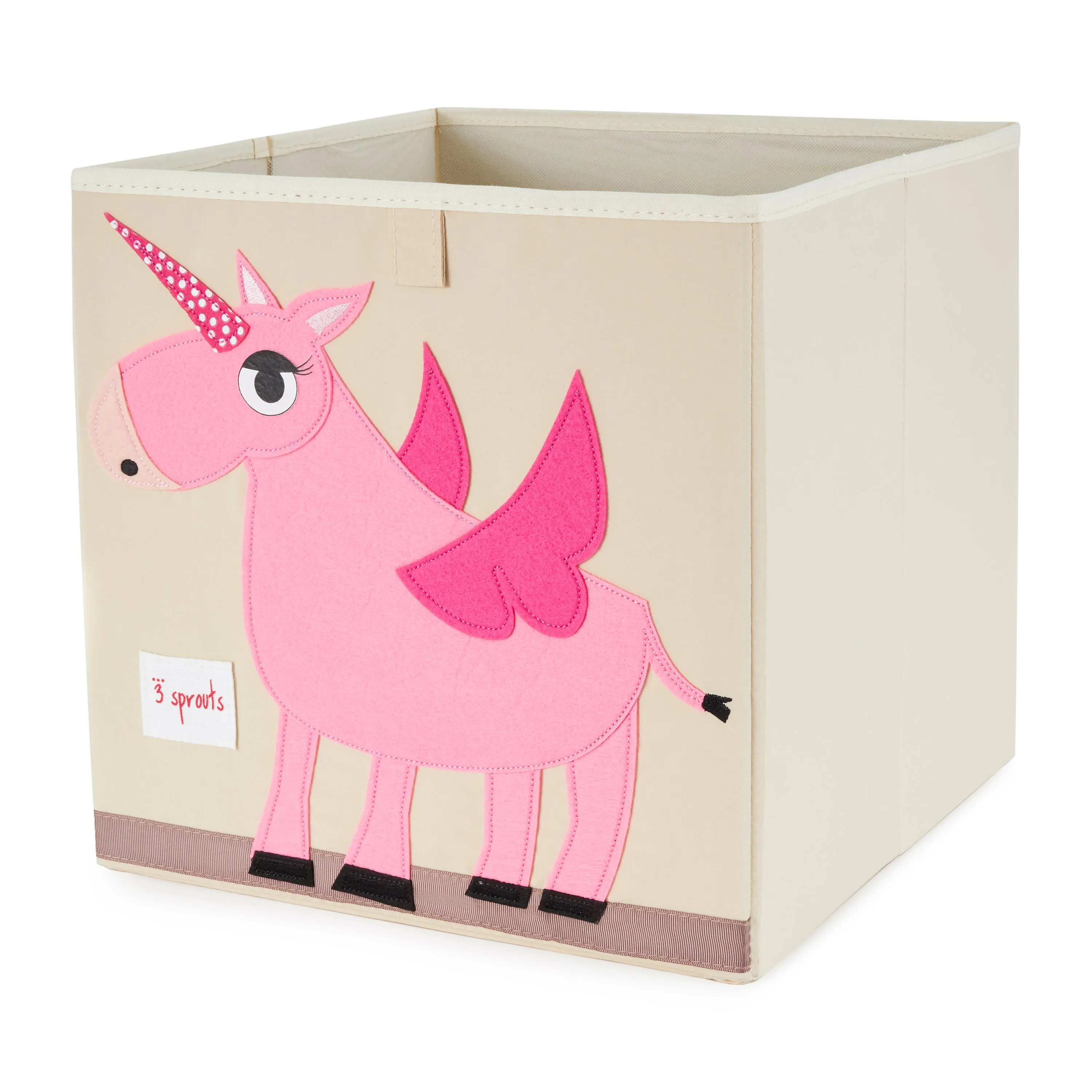 3 Sprouts Kids Children's Foldable Fabric Storage Cube Box, Pink Unicorn (Used)