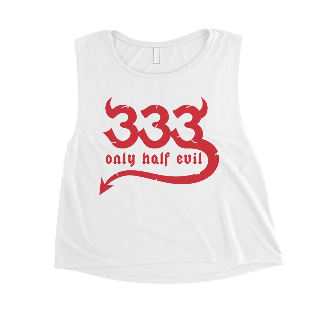 333 Only Half Evil Funny Halloween Costume Cute Womens Crop Top