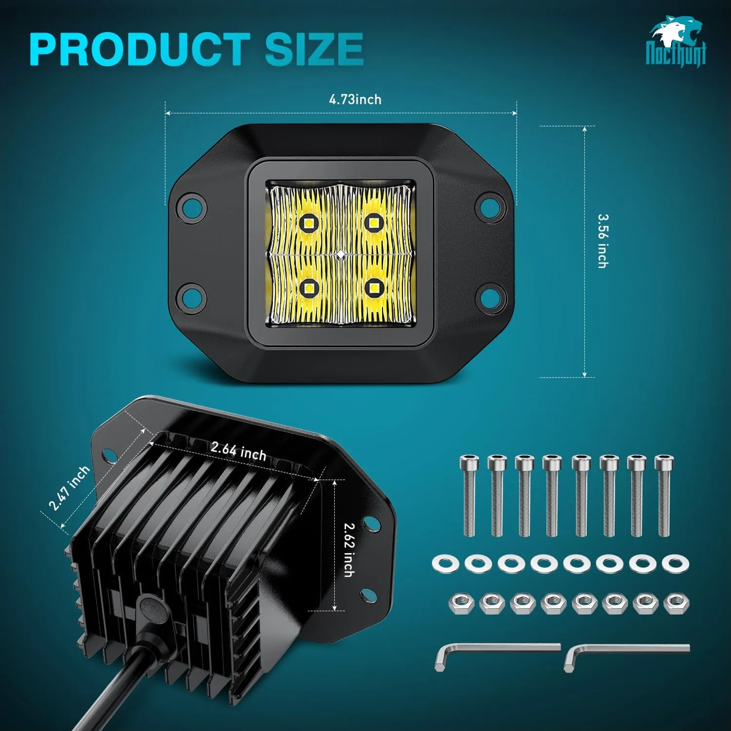 4.7 Inch 4LED Flood Flush Mount Grill LED Pod Lights (Pair)
