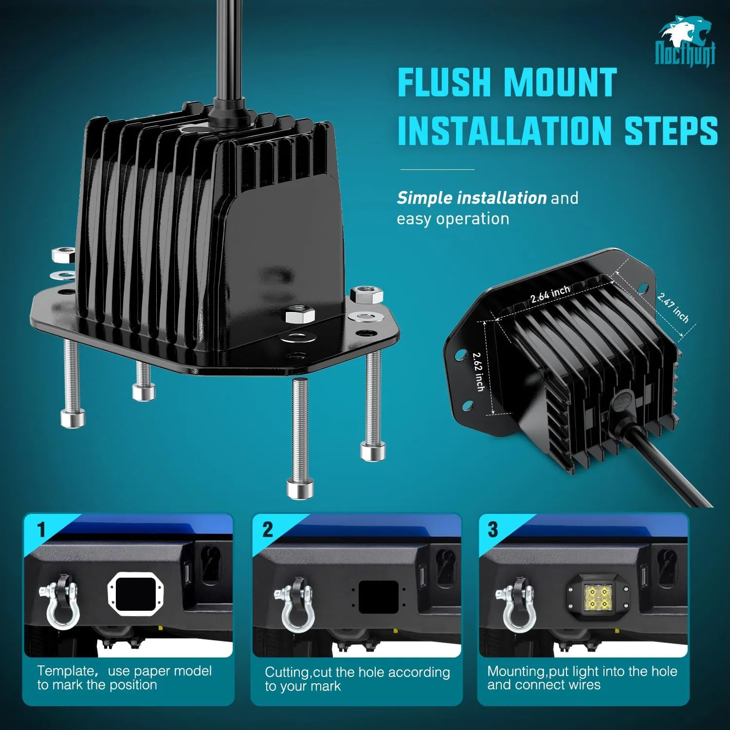 4.7 Inch 4LED Flood Flush Mount Grill LED Pod Lights (Pair)