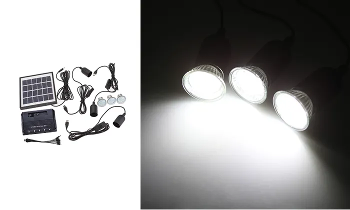 4W Solar Powered Panel 3 LED Light Lamp