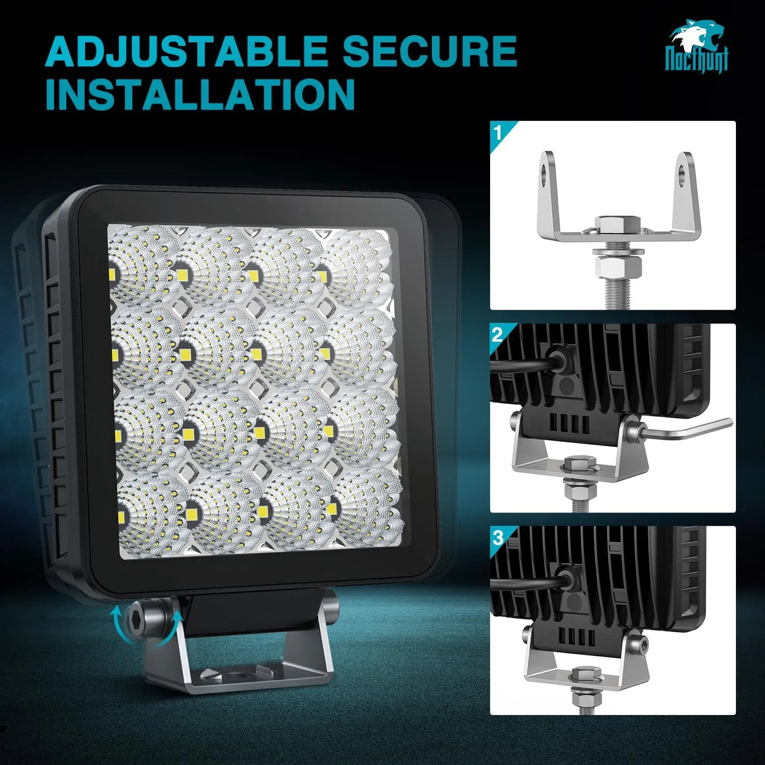5 Inch 25LED Square Flood Built-in EMC LED Pod Lights (Pair)