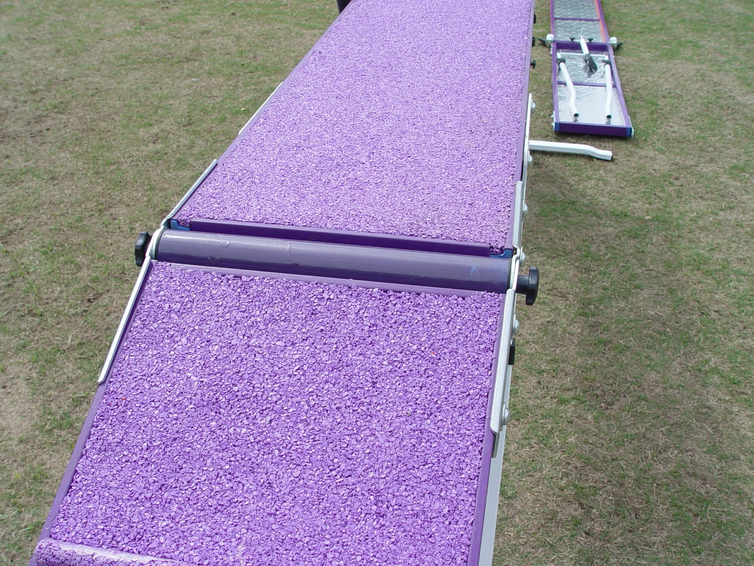 *8’ Dog Walk, Rubber Top, Aluminium Boards, Metal Steel Structure, On-Wheels Interface Ready, Purple/Orange