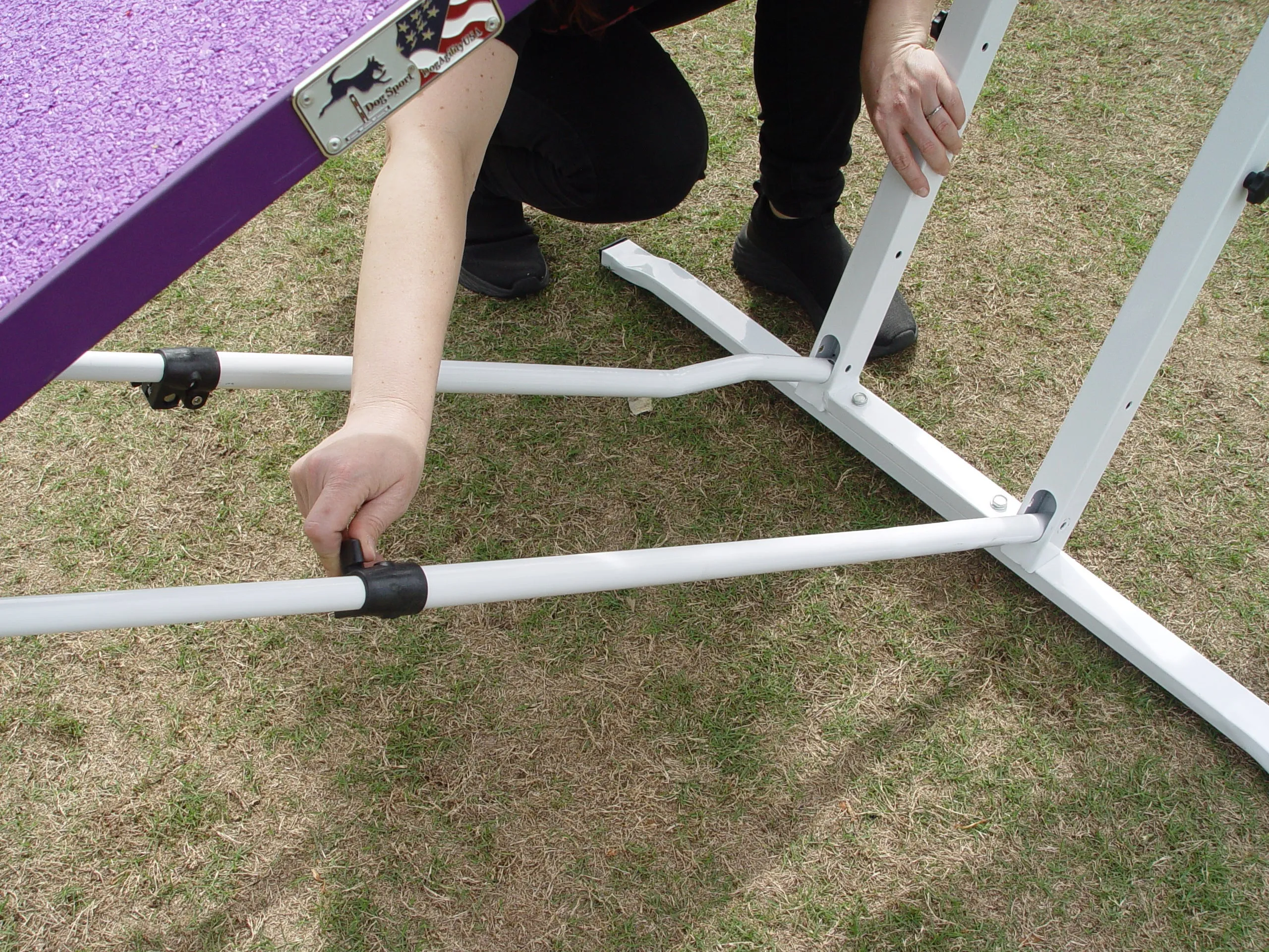 *8’ Dog Walk, Rubber Top, Aluminium Boards, Metal Steel Structure, On-Wheels Interface Ready, Purple/Orange