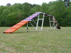 *8’ Dog Walk, Rubber Top, Aluminium Boards, Metal Steel Structure, On-Wheels Interface Ready, Purple/Orange