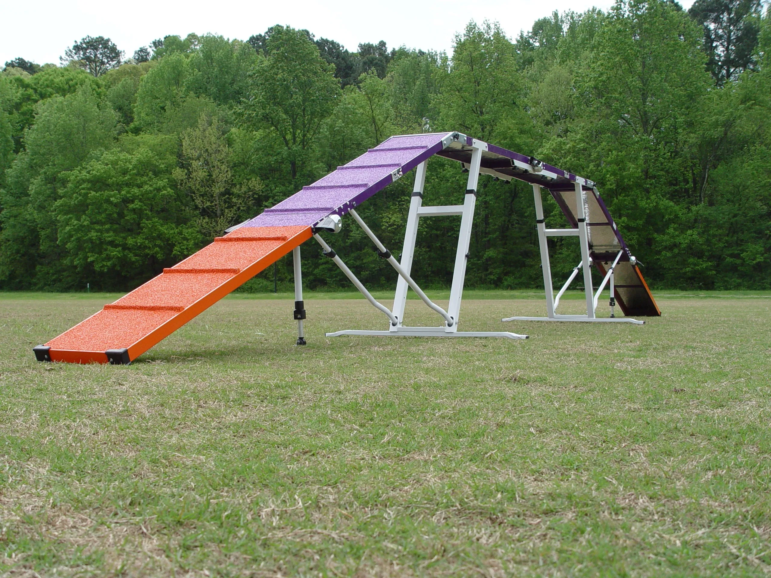 *8’ Dog Walk, Rubber Top, Aluminium Boards, Metal Steel Structure, On-Wheels Interface Ready, Purple/Orange