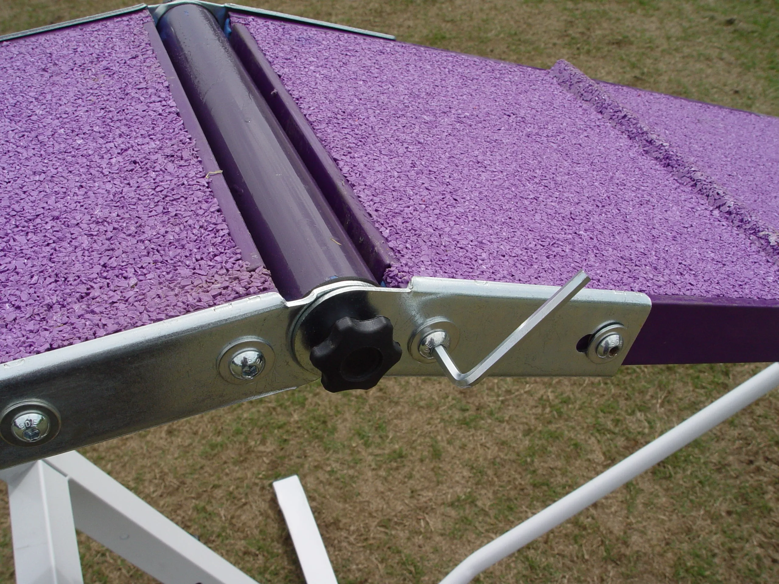 *8’ Dog Walk, Rubber Top, Aluminium Boards, Metal Steel Structure, On-Wheels Interface Ready, Purple/Orange