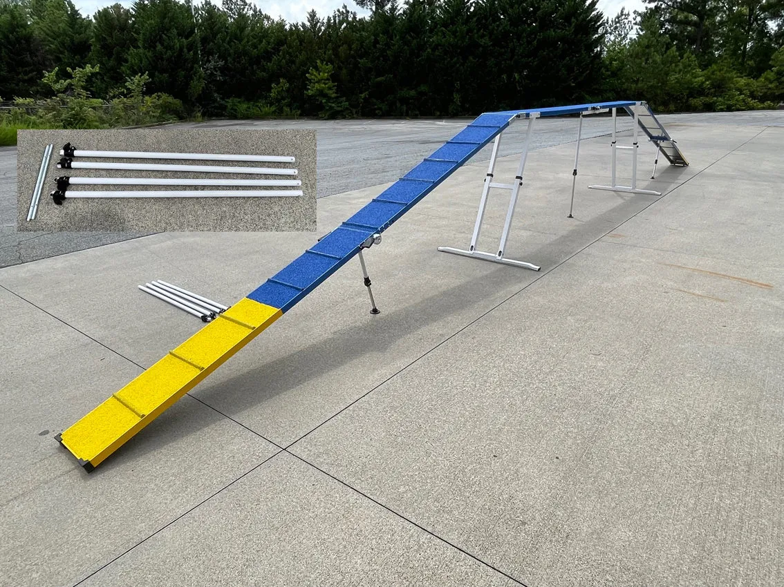*8’ Dog Walk, Rubber Top, Aluminium Boards, Metal Steel Structure, On-Wheels Interface Ready