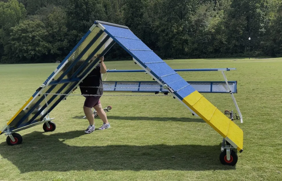 *9’ Dog Agility A-Frame, Rubber Top, On-Wheels-Interface Ready, Purple/Orange