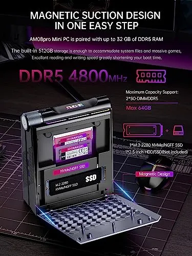 ACEMAGICIAN Mini PC N5105(up to 2.9GHz) Mini Computers 11 Pro, 16GB DDR4 512GB M.2 SSD Mini Desktop Computers, AK1 PRO Small PC Support Dual 4K UHD, WiFi 5, BT, HDMI, VESA, Auto Power On