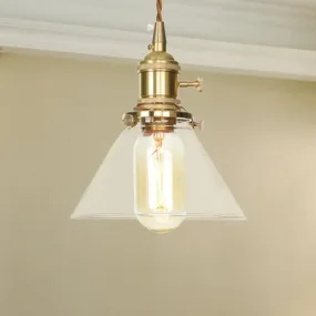 Adjustable Clear Glass Cone Pendant Light for Kitchen - Single Hanging Fixture