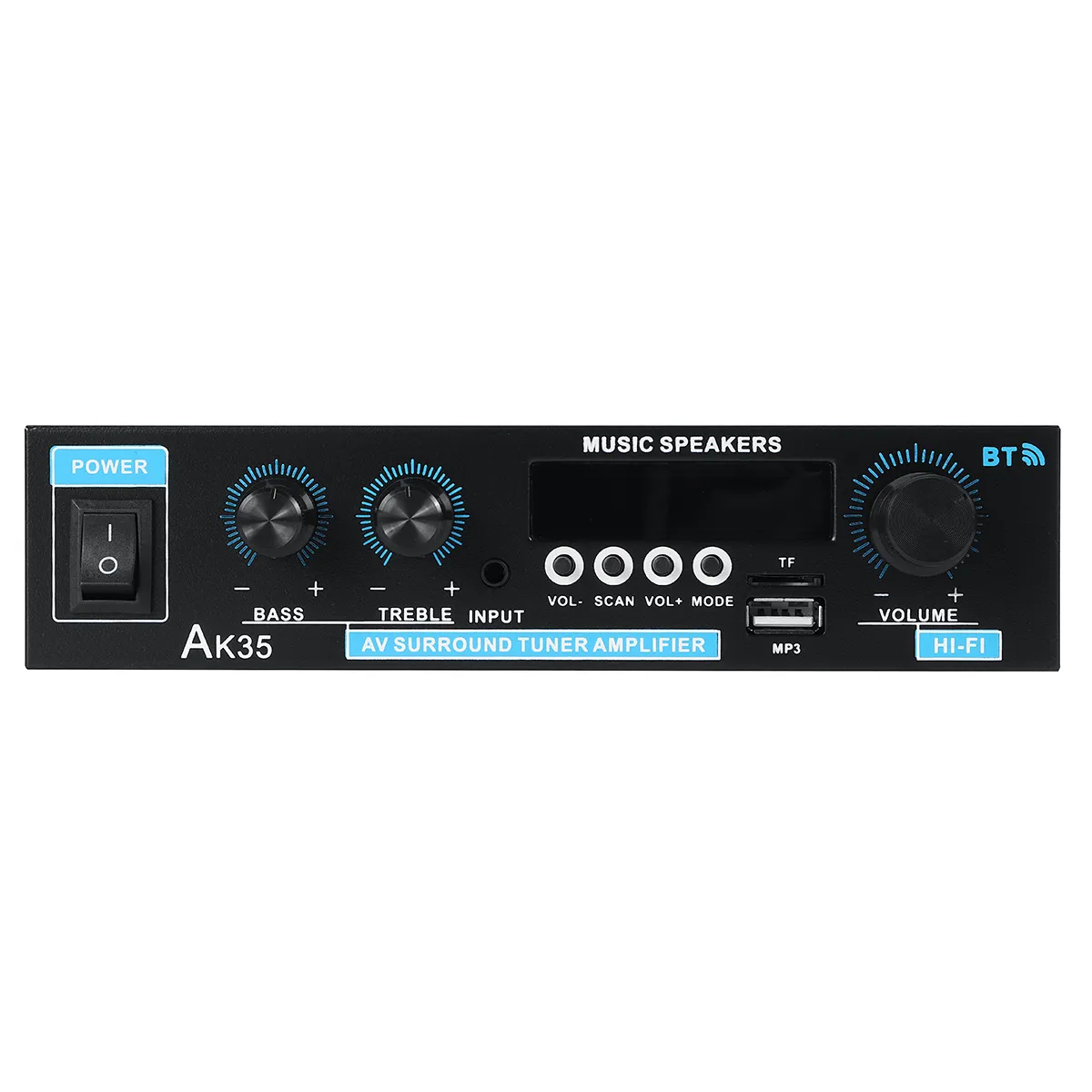 AK35 110V-240V Bluetooth 5.0 Stereo Power Amplifier USB Wireless Music Speakers