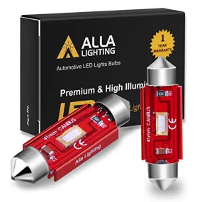 Alla Lighting 800lm Xtreme Super Bright Festoon 41mm 42mm 211-2 214-2 578 Blue LED Bulbs Replacement for Cars Trucks License Plate, Interior Map Dome Trunk Courtesy Lights, 10000K