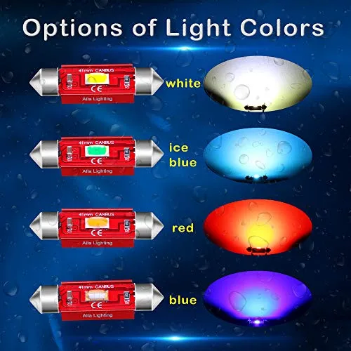 Alla Lighting 800lm Xtreme Super Bright Festoon 41mm 42mm 211-2 214-2 578 Blue LED Bulbs Replacement for Cars Trucks License Plate, Interior Map Dome Trunk Courtesy Lights, 10000K