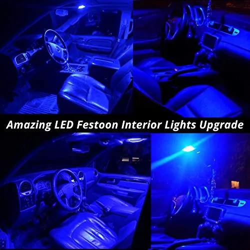 Alla Lighting 800lm Xtreme Super Bright Festoon 41mm 42mm 211-2 214-2 578 Blue LED Bulbs Replacement for Cars Trucks License Plate, Interior Map Dome Trunk Courtesy Lights, 10000K