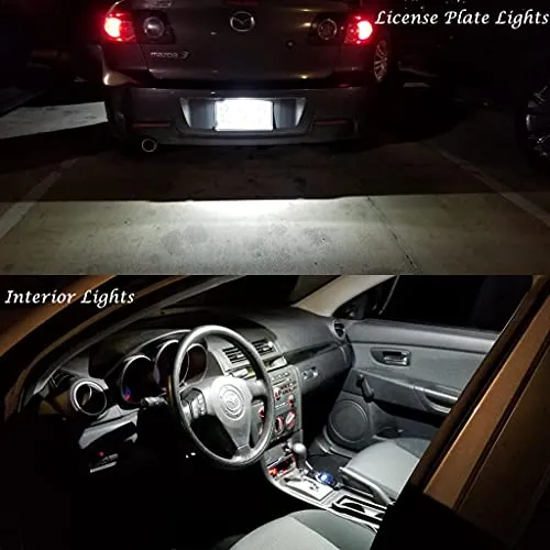 Alla Lighting Newest 194 LED Bulbs Extremely Super Bright T10 168 W5W 2825 175 158 CANBUS Replacement 12V 1616 SMD Car License Plate Light Interior Map Dome Door Lights, 6000K Xenon White