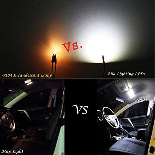 Alla Lighting Newest 194 LED Bulbs Extremely Super Bright T10 168 W5W 2825 175 158 CANBUS Replacement 12V 1616 SMD Car License Plate Light Interior Map Dome Door Lights, 6000K Xenon White