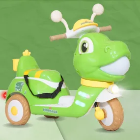 Baby Moo Whimsical Cartoon Kids Electric 3-Wheel Motorcycle Scooter Rechargeable Battery-Powered with Music & Lights Toddler Ride-On Bike Toy for Imaginative Adventures - Green