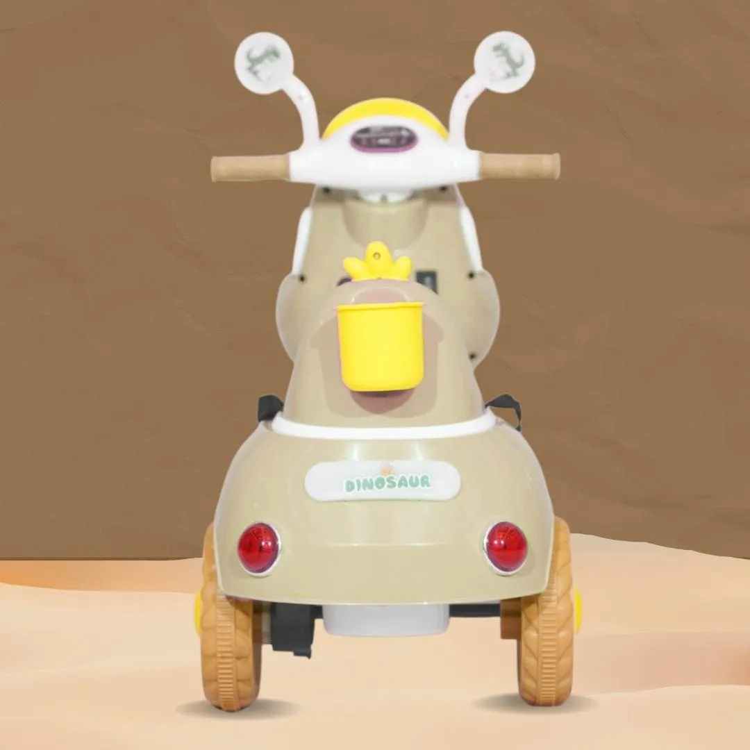 Baby Moo Whimsical Cartoon Kids Electric 3-Wheel Motorcycle Scooter Rechargeable Battery-Powered with Music & Lights Toddler Ride-On Bike Toy for Imaginative Adventures - Off White