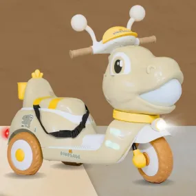 Baby Moo Whimsical Cartoon Kids Electric 3-Wheel Motorcycle Scooter Rechargeable Battery-Powered with Music & Lights Toddler Ride-On Bike Toy for Imaginative Adventures - Off White