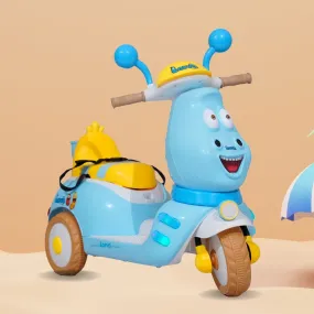 Baby Moo Whimsical Cartoon Kids Electric 3-Wheel Ride-On Bike Motorcycle Scooter Rechargeable Battery-Powered with Music & Lights - Blue
