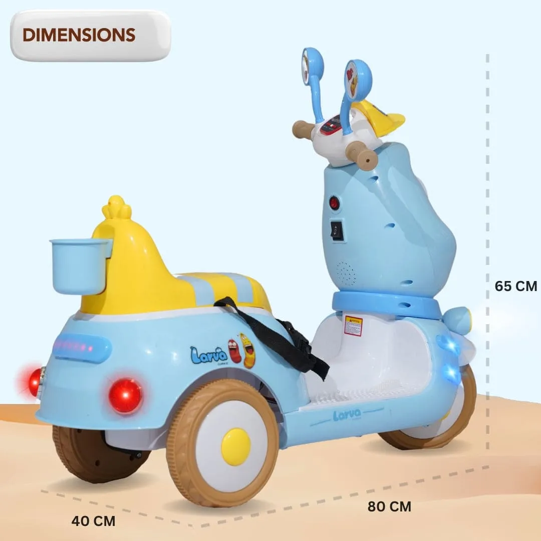 Baby Moo Whimsical Cartoon Kids Electric 3-Wheel Ride-On Bike Motorcycle Scooter Rechargeable Battery-Powered with Music & Lights - Blue