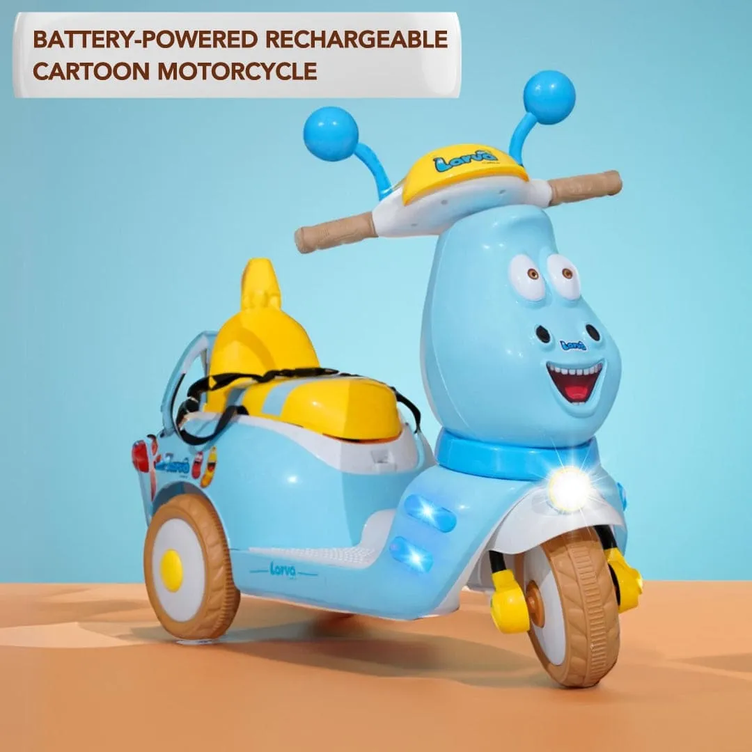 Baby Moo Whimsical Cartoon Kids Electric 3-Wheel Ride-On Bike Motorcycle Scooter Rechargeable Battery-Powered with Music & Lights - Blue