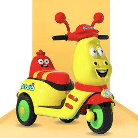 Baby Moo Whimsical Cartoon Kids Electric 3-Wheel Ride-On Bike Motorcycle Scooter Rechargeable Battery-Powered with Music & Lights - Yellow