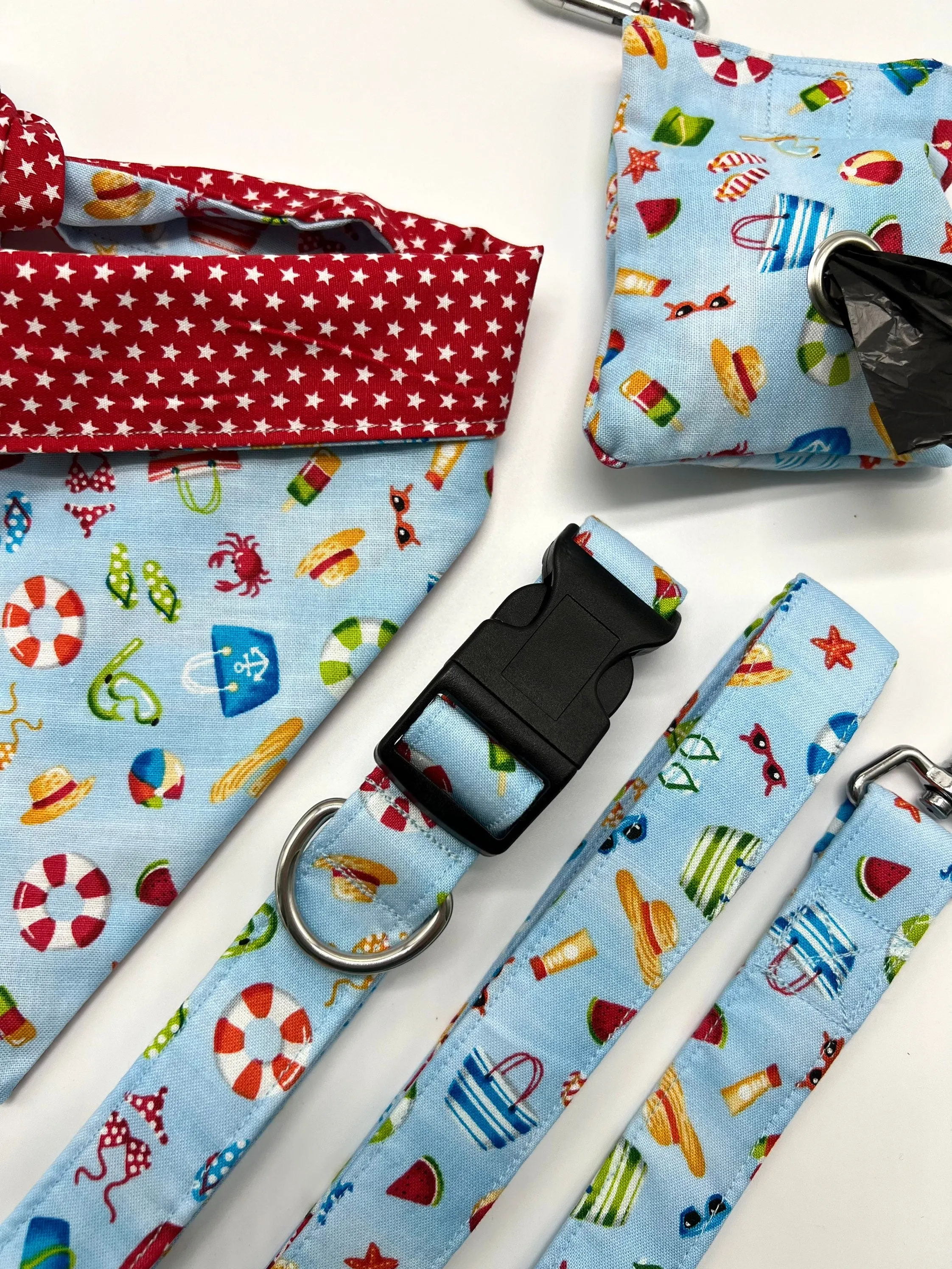 Beach day handmade dog poo bag dispenser